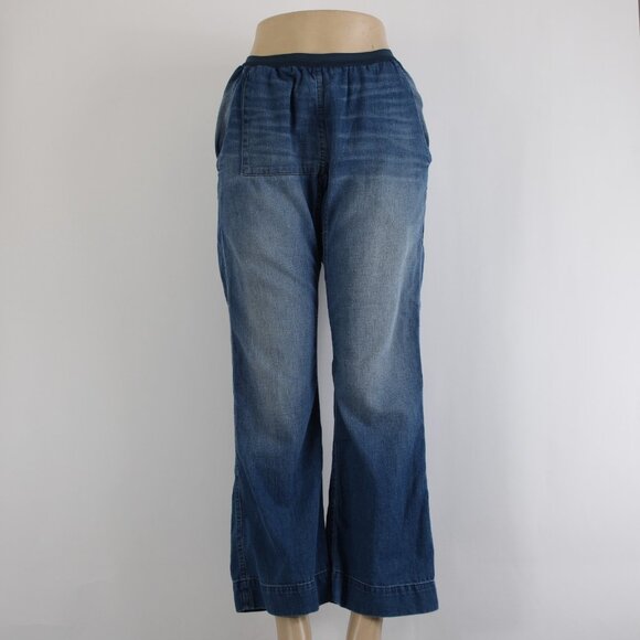 Life Nature Love Jeans Sz S X 30 Blue Denim Elastic Waist Pockets 100% Cotton - Picture 2 of 12